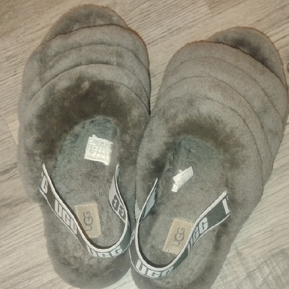UGG Fluffy Charcoal Slides Women's Size 10 - Picture 8 of 11